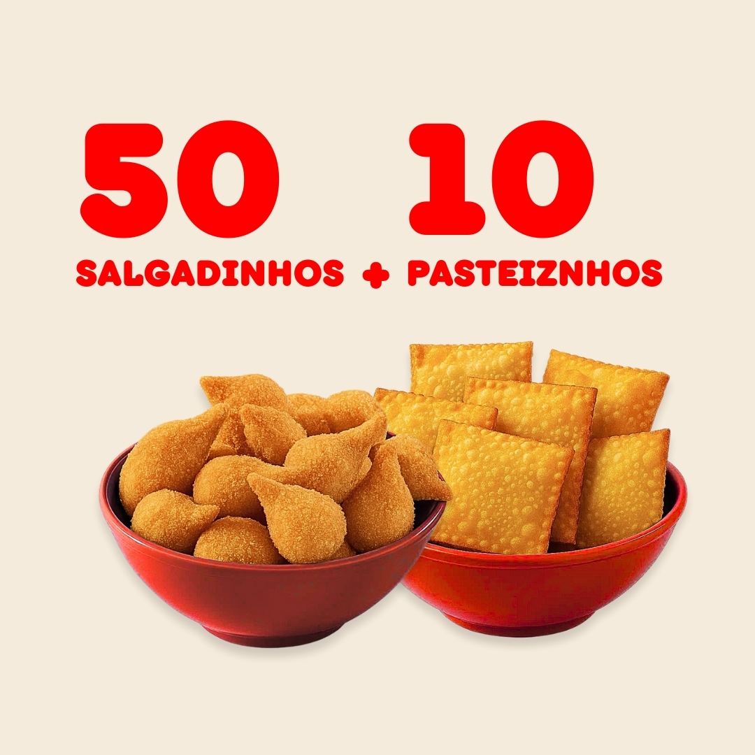 50 Salgadinhos + Mini Pasteizinhos